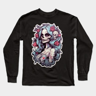 Muerta Calaca Calavera Day of the Dead Long Sleeve T-Shirt